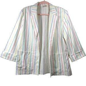 THE FOX COLLECTION Vintage White Colorful Stripe Blazer Medium